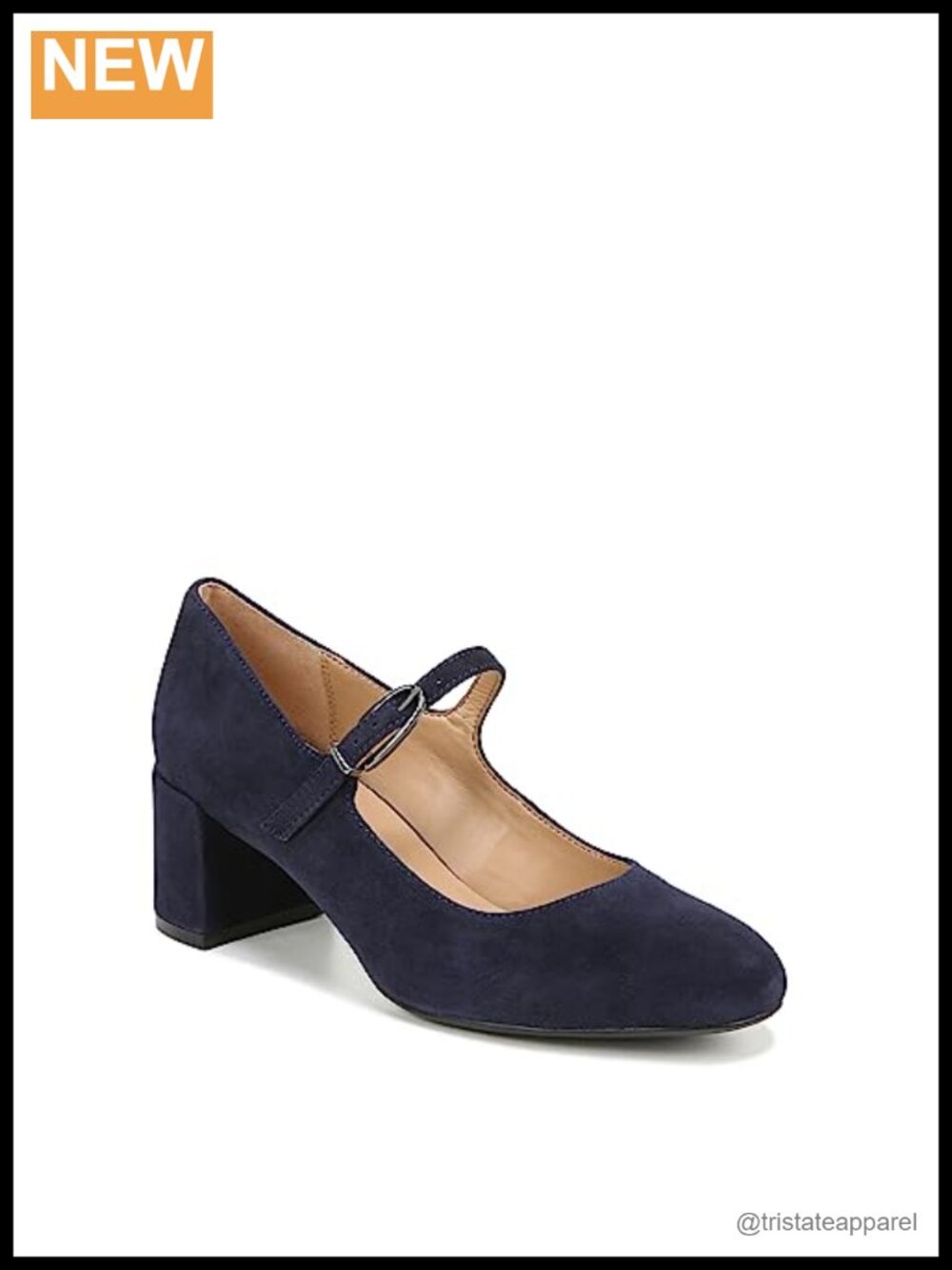 Suede Mary Jane Block Heel Pumps with Buckle Strap